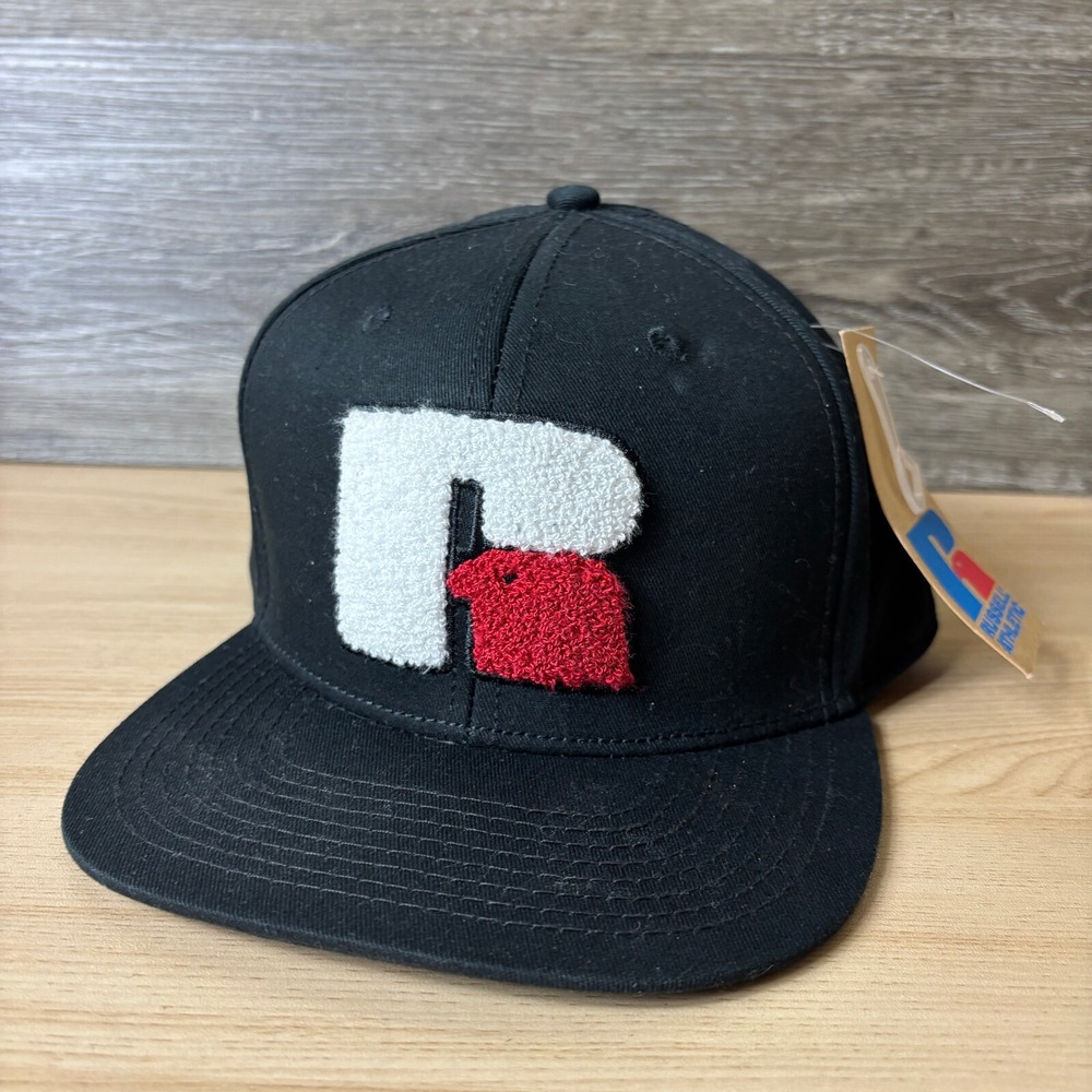 Russell Athletic Hat Cap Snap Back Black Vintage Logo Adjustable NWT